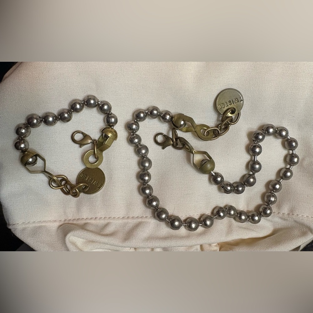 Twisted Silver Beaded Bracelet Set 💕